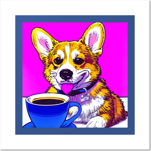 Corgi And Coffee Wall Art by Megaluxe 